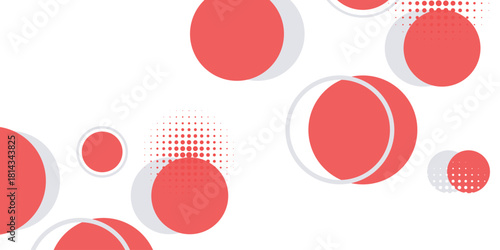 White abstract background with red and gray circle shapes. Modern and futuristic dotted effect background concept for covers, brochures, presentations, certificates, and websites.
