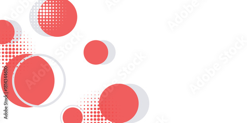 White abstract background with red and gray circle shapes. Modern and futuristic dotted effect background concept for covers, brochures, presentations, certificates, and websites. VOL. 5