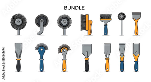 Vector illustration bundle of a woman riding a bicycle with city buildings and various cycling-related icons.