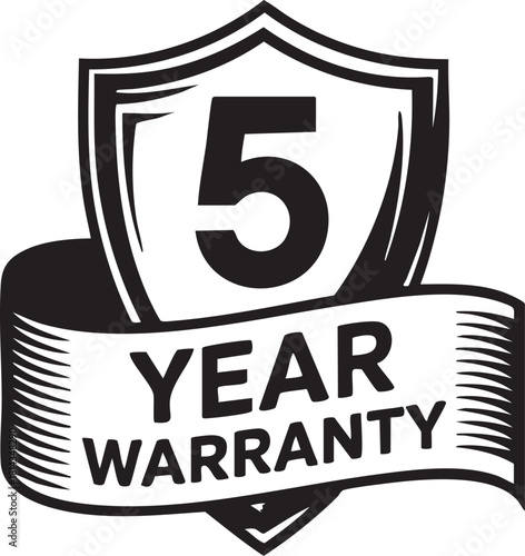 5 Year Warranty Badge Vector Design