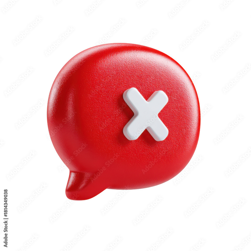 Fototapeta premium Red message with cross mark isolated on transparent background