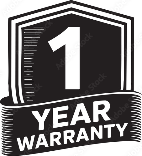 1 Year Warranty Badge Vector Icon 