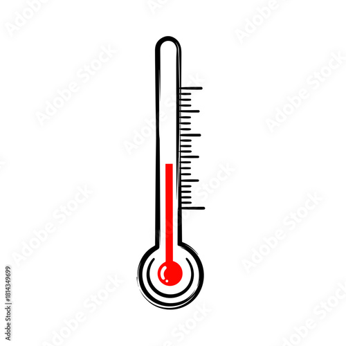 Classic thermometer displaying low temperature in minimalistic style  