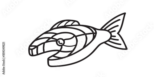 Fish fillet tail line icon, japanese food concept. Vector graphics. Meat of fish, seafood sign on white background, style icon mobile or web design.
