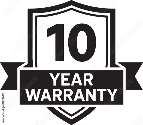 10 Year Warranty Badge Vector Design