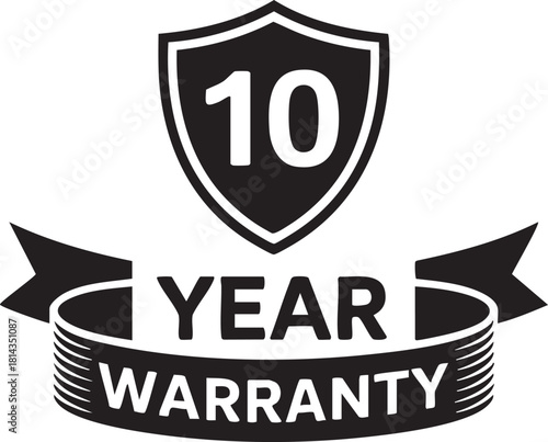 10 Year Warranty Badge Vector Design