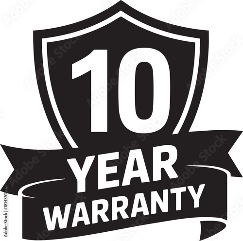 10 Year Warranty Badge Vector Design