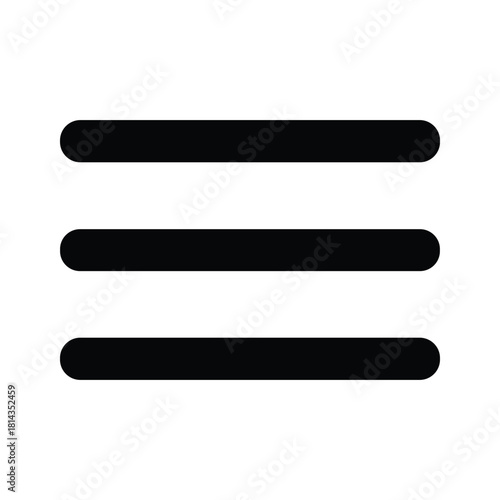 Three horizontal black rounded bars on white background menu icon hamburger menu