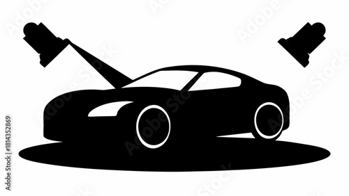 Sleek vehicle repair service with spotlight inspection for automotive maintenance, showcasing a modern design ideal for auto industry promotions