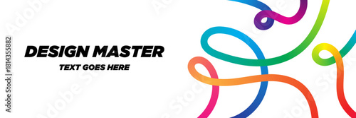 Abstract Color Gradient Lines – Vector Squiggle Wave Shapes on White, Geometric Rainbow Ribbon Design