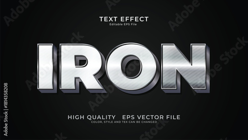 Iron text, metallic silver style editable text effect