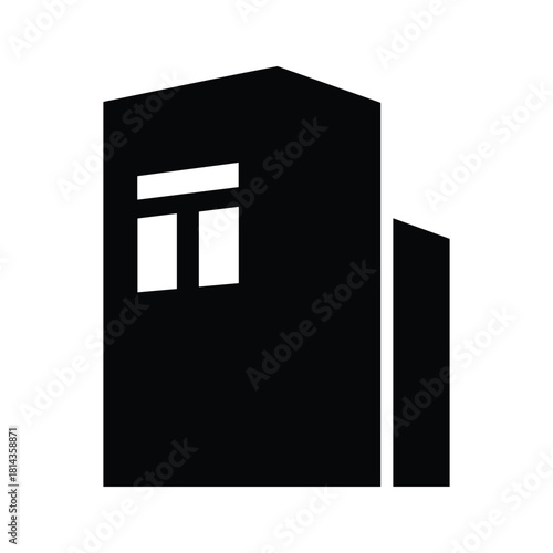 Black silhouette of a modern building with white windows vector
