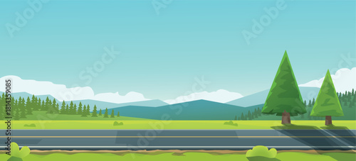 scenic road with mountains and forest view