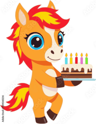 Fiery foal with celebratory dessert tray