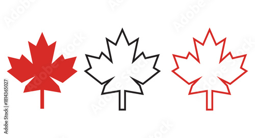 Maple leaf of Canadian flag. Red maple leaves icon or symbol of Canada.