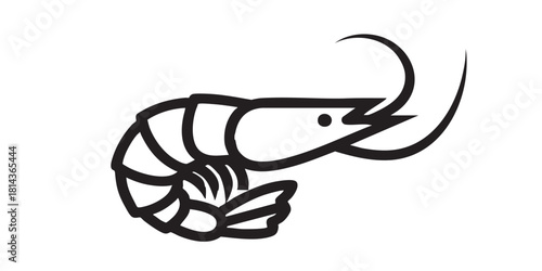 Shrimp line icon, japanese food concept. Vector graphics. Shrimp with tail and antennae, seafood sign on white background, style icon mobile or web design