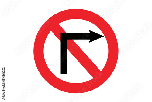 No left turn road sign. Vector illustration.