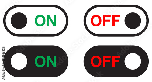 On Off toggle switch buttons. lock icon security symbol - locked, unlock icon button