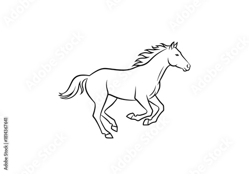 Running Horse Outline: Dynamic Equestrian Illustration