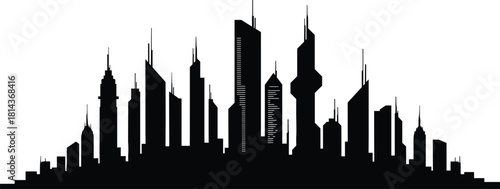 Modern city skyline silhouette, skyscrapers and urban skyline, contemporary ityscape illustration