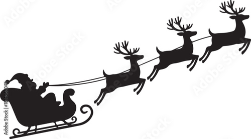 Santa’s Sleigh Ride – Flying Reindeer Christmas Silhouette"
