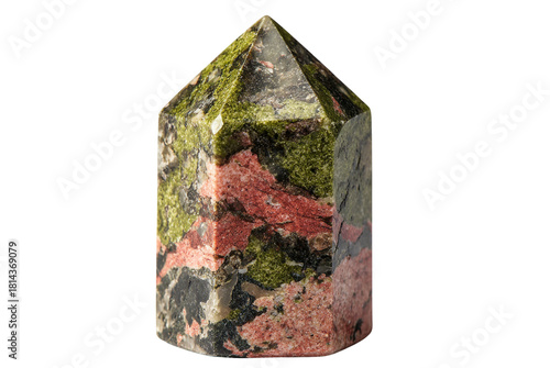 Unakite Crystal: A captivating unakite crystal, a stunning fusion of green epidote and pink feldspar, stands as a testament to nature's artistry.