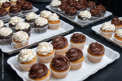 chocolate cupcakes with cream and chocolate