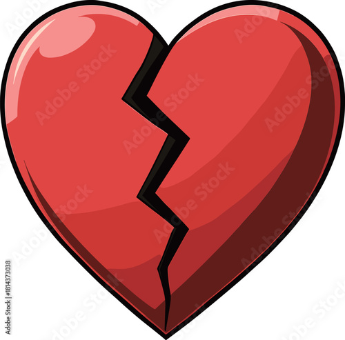 ハートにひびが入ってるイラスト