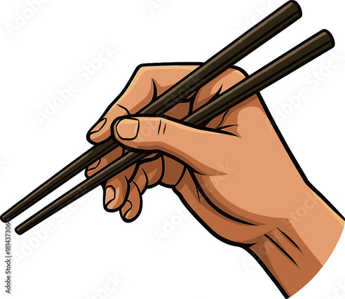 箸を持つ手のイラスト