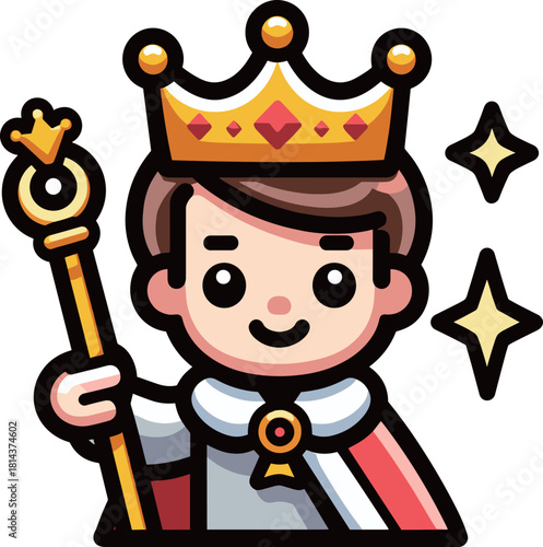ステッキを持つ若い王子様のイラスト
