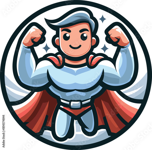 筋肉アピールのヒーローのイラスト