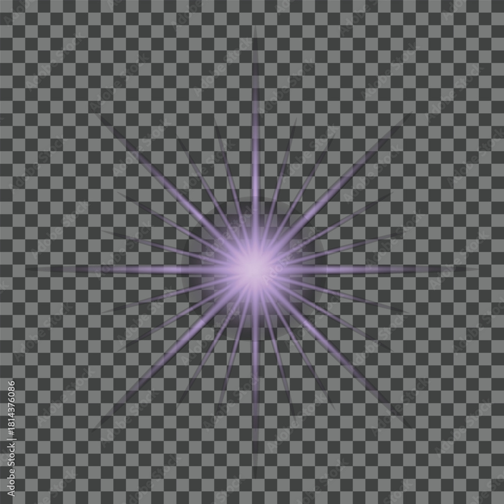 Obraz premium Purple Starburst Light Effect with Transparent Background glow flare
