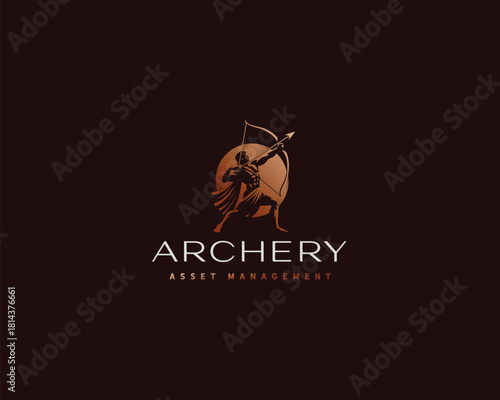 god of archery with sharp arrow logo template