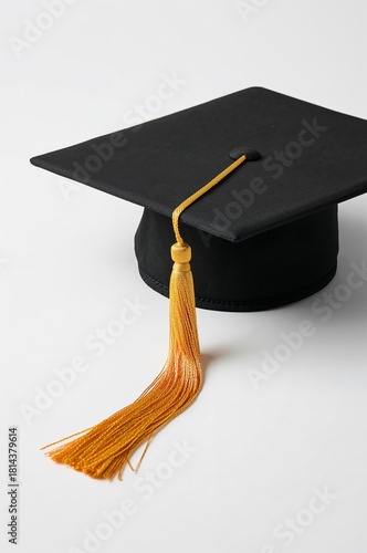 Graduation Cap With Golden Tassel on White Background Showcasing Achievement ...