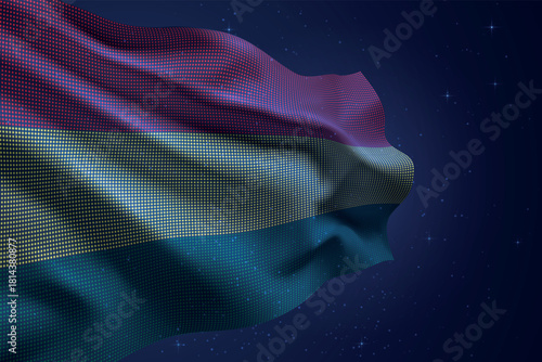 Bolivia digital LED waving flag on dark starry background