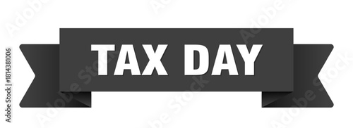 tax day ribbon isolated on transparent background. tax day ribbon
