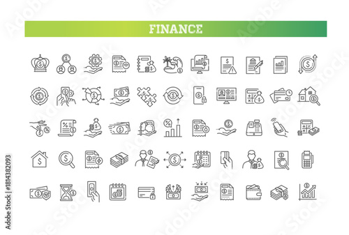Finance Line Icons Set. Money, Banking symbols