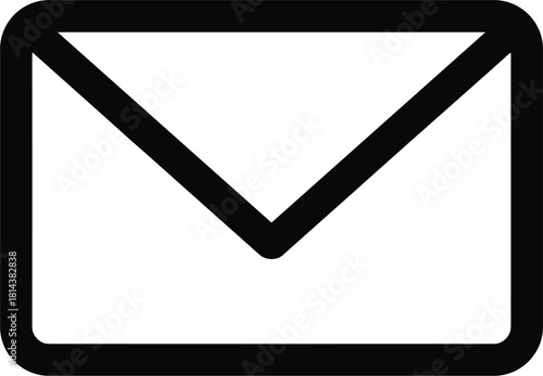 Black outline icon of a closed envelope for mail email message