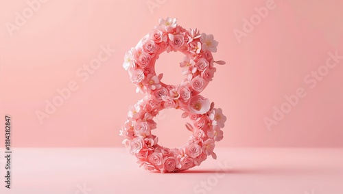 Pink Floral Number Eight Decoration for Celebrations and Events