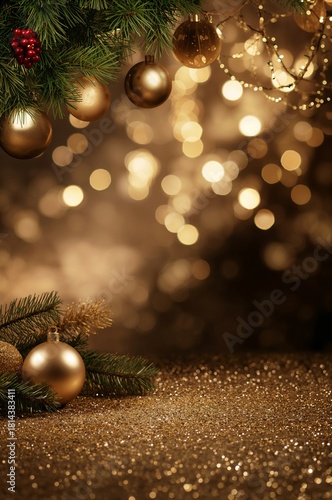 Warm Golden Holiday Decorations Create a Festive Atmosphere for Celebrations