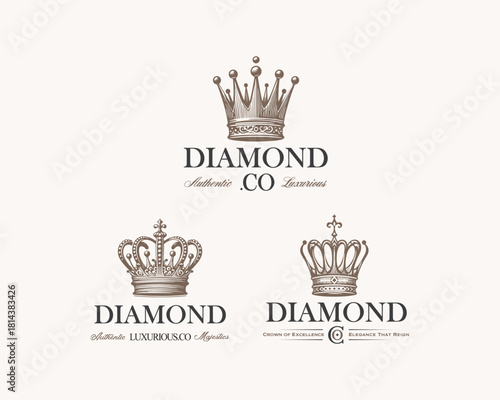 vintage classic majestic king crown logo