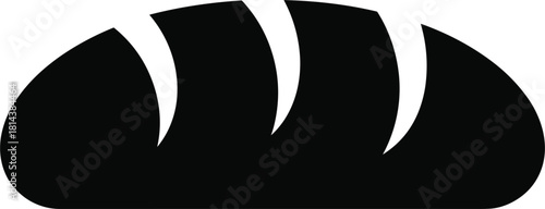 Black Silhouette Icon of a Loaf of Bread with Slits food baking