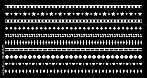 Geometric & Floral Border Patterns – High-Contrast White on Black Vector Lines