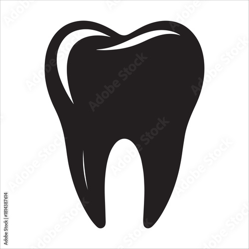 Minimalist Black Tooth Silhouette Icon