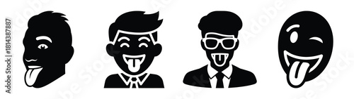 comedy star with tongue silhouette funny vector illustration