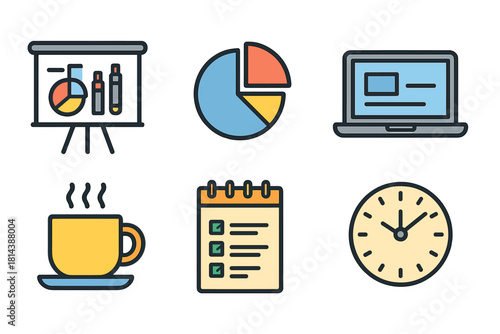 Essential business and office productivity concepts featuring data analysis planning and time management