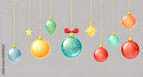christmas, baubles, ornaments, spheres, glossy, reflective, crystal, shiny, bright, festive, seasonal, winter, holiday, decor, decoration, hanging, sparkles, glittery, colorful, metallic, vibrant, cla