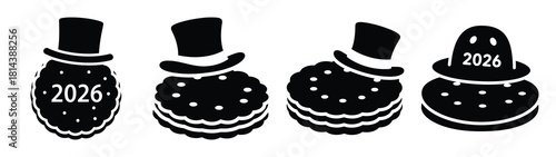 funny biscuit wearing hat silhouette funny vector illustration