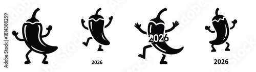 funny dancing chilli 2026 silhouette funny vector illustration