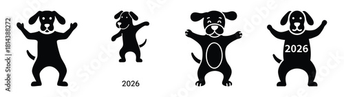 funny dog dancing 2026 silhouette funny vector illustration